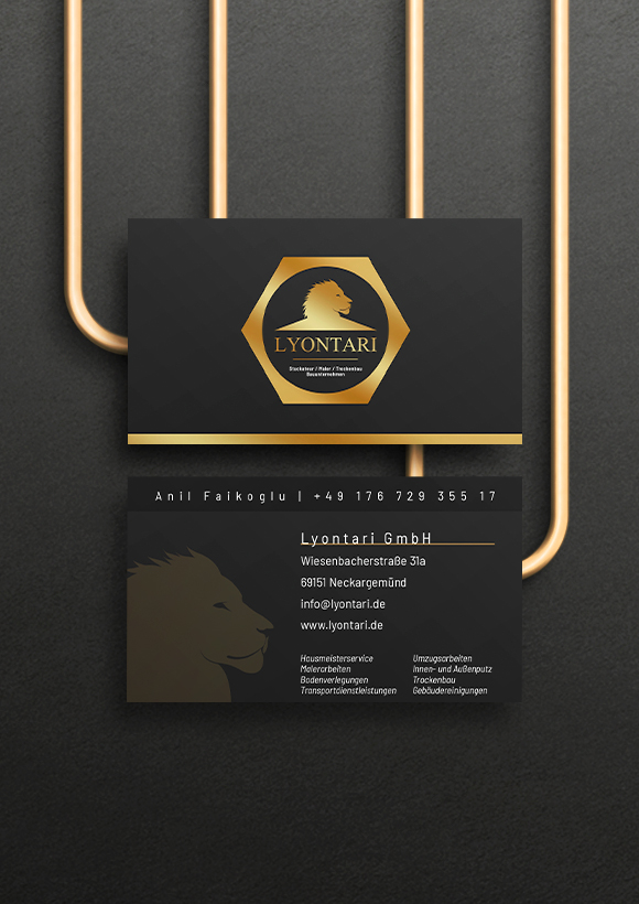 Front and rear view of the business card